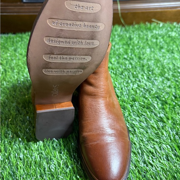 Franco Sarto Happily Ankle Boots Women's 8.5M - Brown Leather Side Zip Boots - Picture 6 of 16